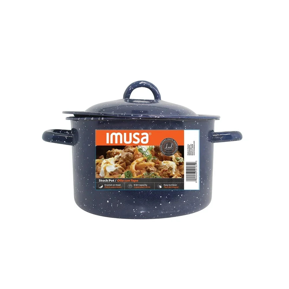 Steel Enamel Stock Pot Soup Stews Cooking Heat Efficient