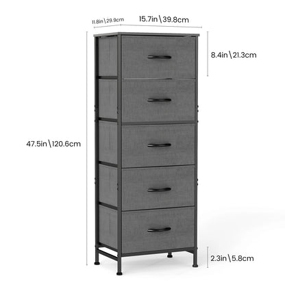 48IN Dresser For Bedroom With 5 Fabric Drawers