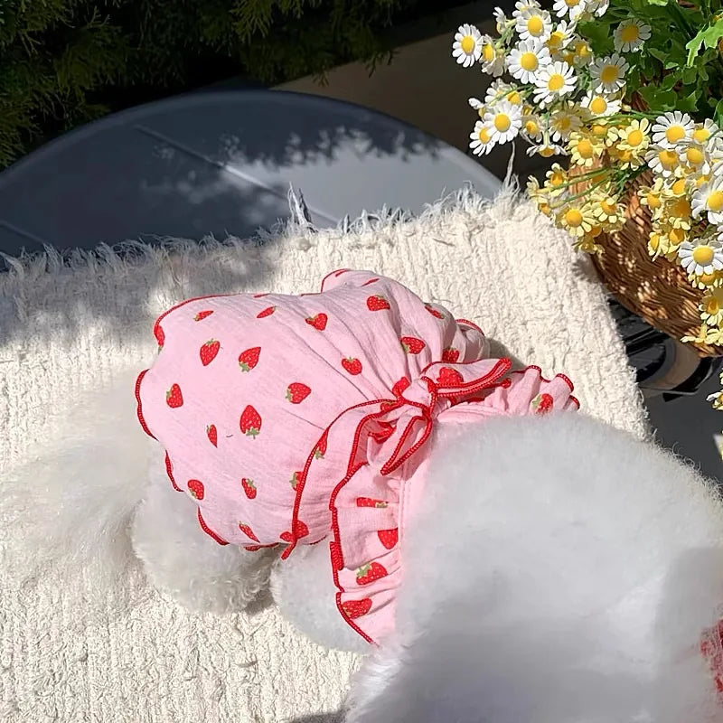 Strawberry Print Pet Dress Cat Dog Swimsuit