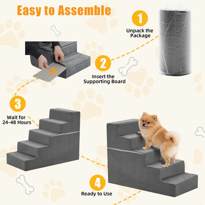 3-5 Step Right Angled Foam Dog Stairs Ramp