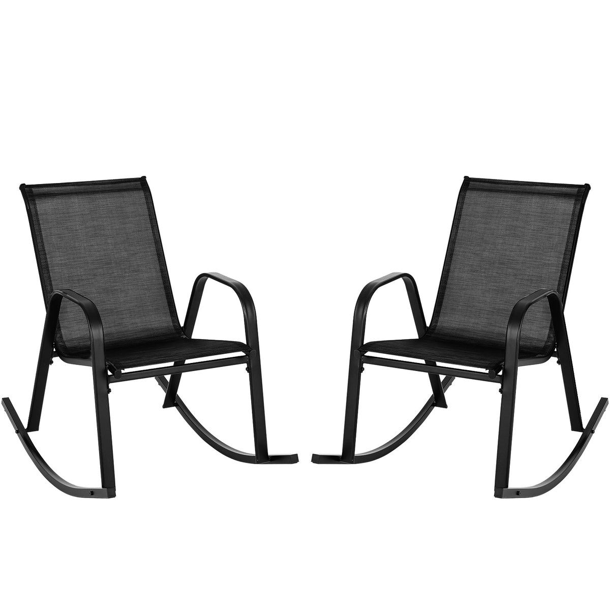Set of 2 Metal Patio Rocking Chair with Breathable Seat Fabric