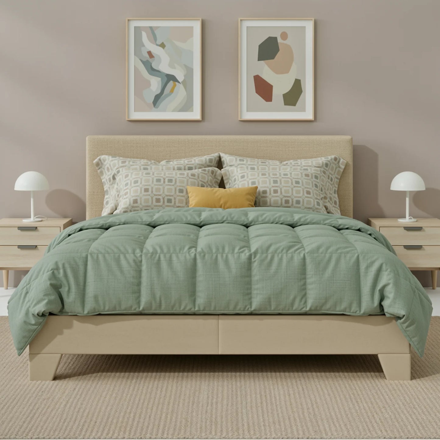 Full/Queen/King Upholstered Bed Frame Adjustable Linen Headboard