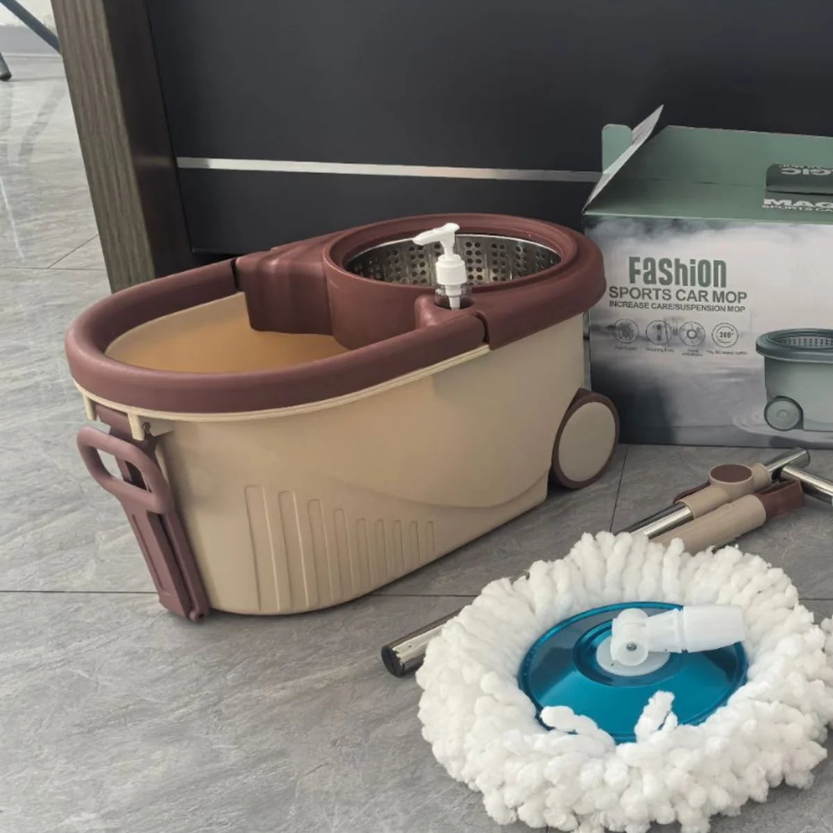 Spin Mop Bucket Set with Soap Dispenser