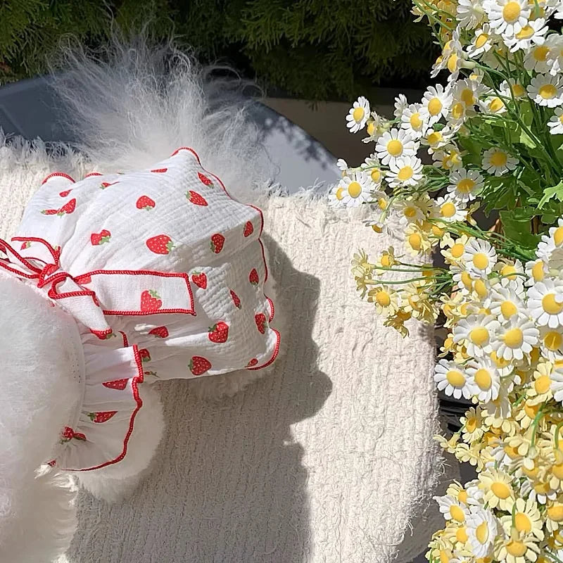 Strawberry Print Pet Dress Cat Dog Swimsuit