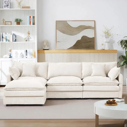 Beige Modular Sectional Sofa Cloud Couch L-Shape Convertible