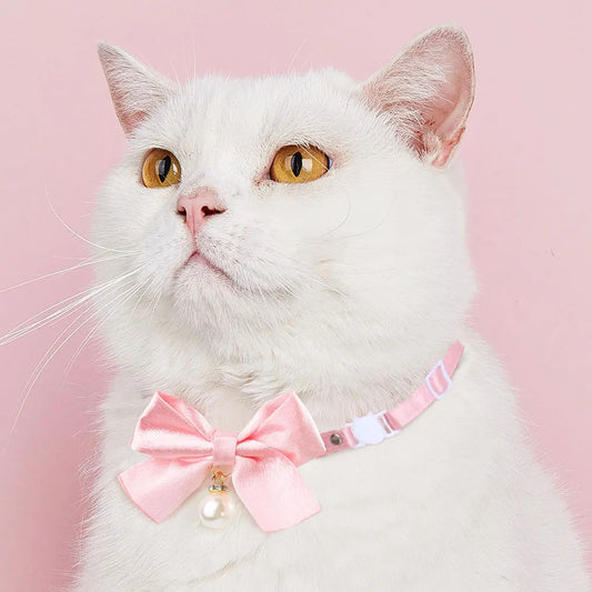 Cats Collar Lace Bow Tie hanging pearl