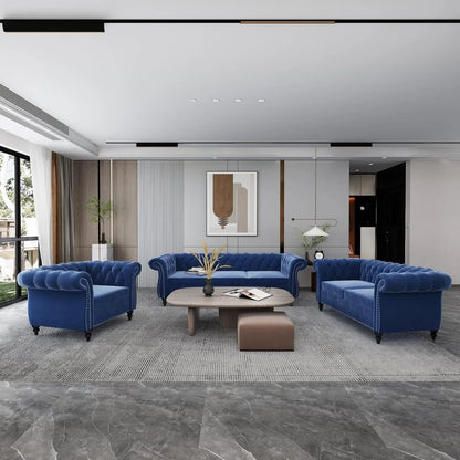 3 Piece Living Room Set, Velvet