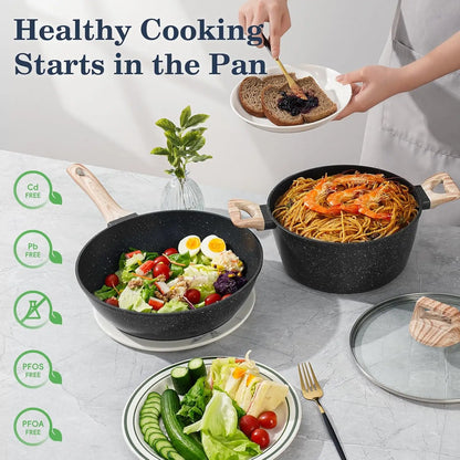 12 Non-Stick Cookware Set Granite Coating