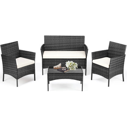 Outdoor Patio Soft Cushion chairs Glass Table