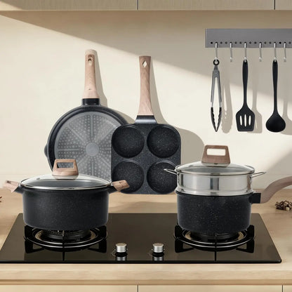 25-Piece Nonstick Cookware Set, Induction Compatible, PFOA/PFOS Free Black Kitchen Pots and Pans