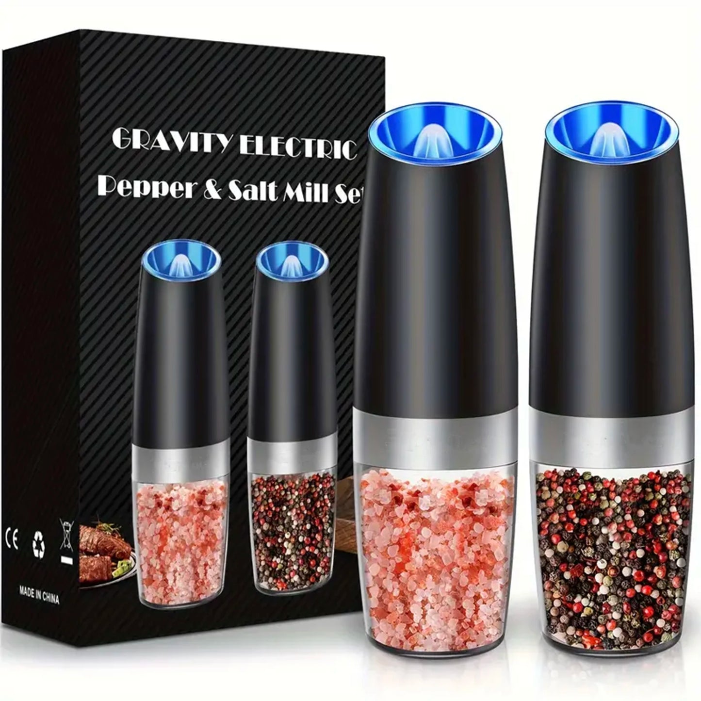 Electric Salt Pepper Mill, Tilt To Grind