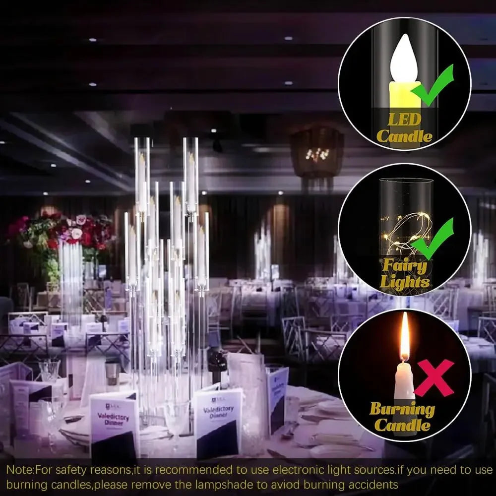 10Pcs Acrylic Candelabra Centerpiece 10 Arm Candelabras