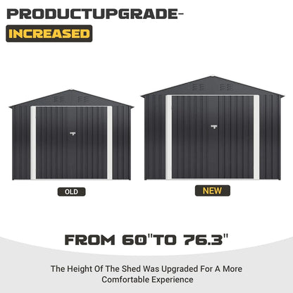 8x12FT Outdoor Metal Storage Shed Updated Frame
