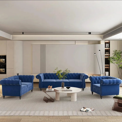 3 Piece Living Room Set, Velvet