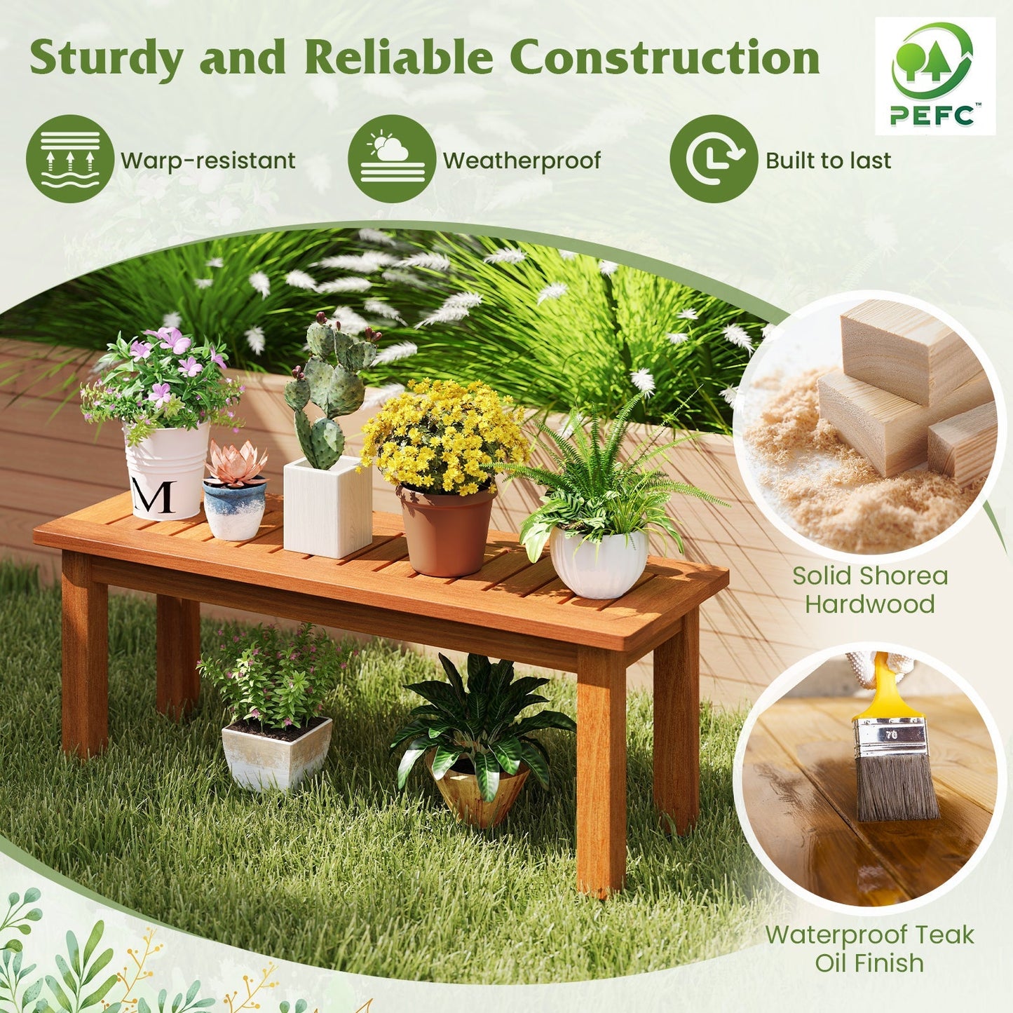 Wooden Plant Stand Outdoor Indoor Solid Wood Flower Pot Holder Display Shelf