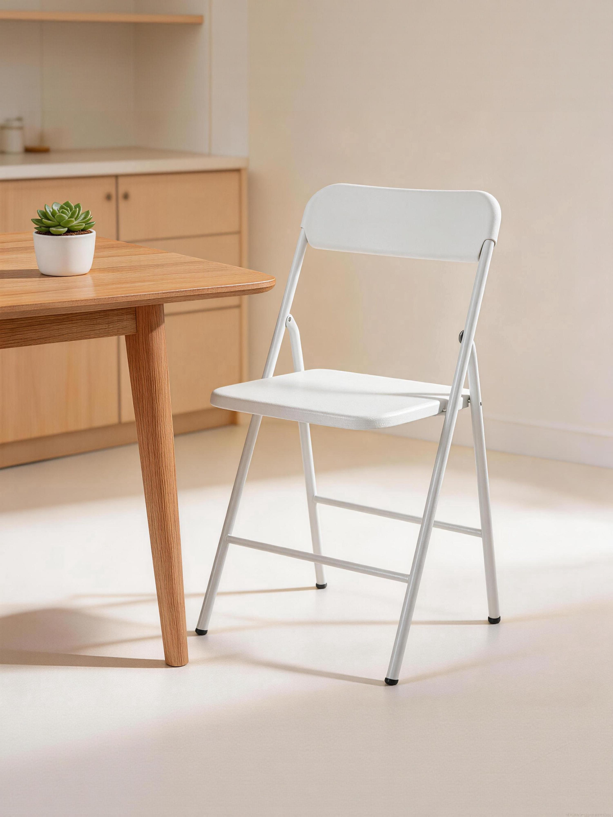 White PP Cushion Folding Stackable Chairs Pack For Outdoor