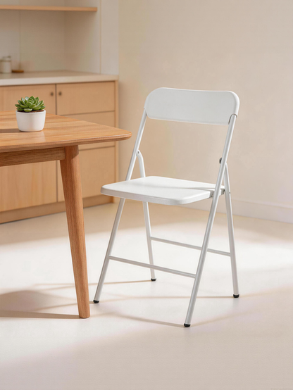 White PP Cushion Folding Stackable Chairs Pack For Outdoor