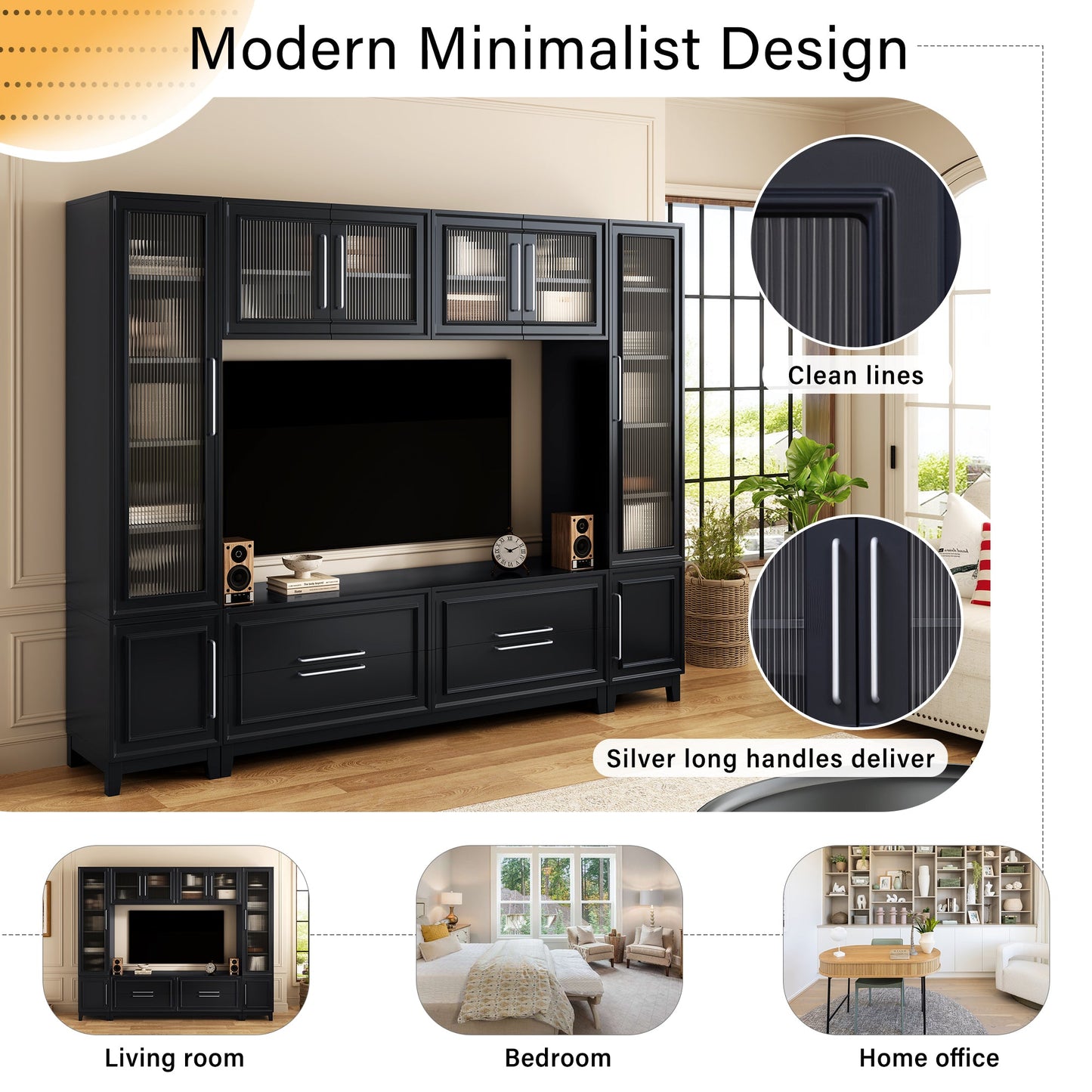 Vibe Haus 102" W Wall Unit Modern Entertainment Center