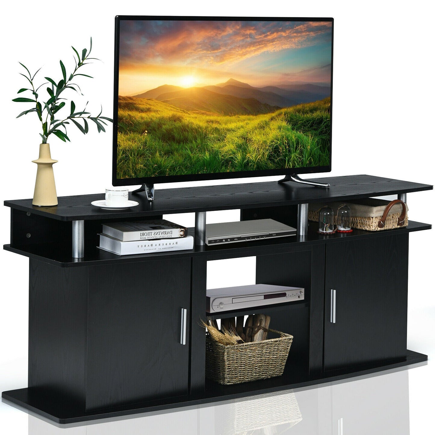 63 Inch TV Entertainment Console Center with 2 Cabinets