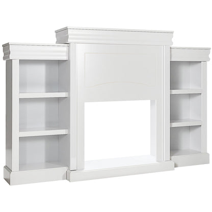 70 Inch Modern Fireplace Media Entertainment Center with Bookcase