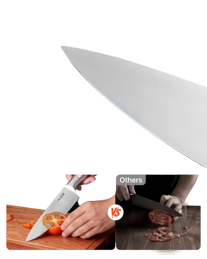 Kitchen Knife Set With Block And Sharpener, 15 Piece German High Carbon Stainless Steel  Sharp Knife Set, Kitchen Cutlery With Ergonomic Handle, Sharpening Rod And Wooden Block, For Home Cooks