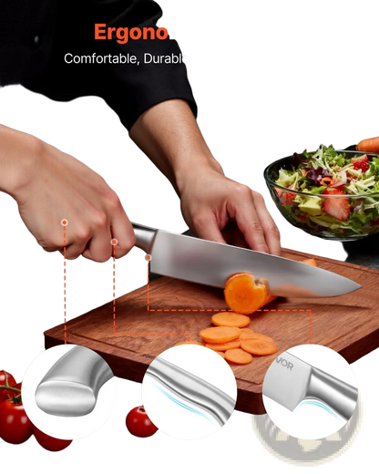 Kitchen Knife Set With Block And Sharpener, 15 Piece German High Carbon Stainless Steel  Sharp Knife Set, Kitchen Cutlery With Ergonomic Handle, Sharpening Rod And Wooden Block, For Home Cooks