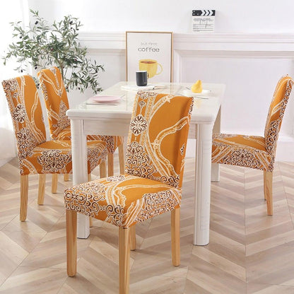 New Chair Covers Spandex Stretch Chair Covers Dining Slipcover Decorative Chair Cover floral For Kitchen Wedding Banquet Hotel Stretch Armless Chair Slipcover for Dining Room Seat Cushion, Spandex Kitchen Parson Chair Protector Cover, Removable & Washable