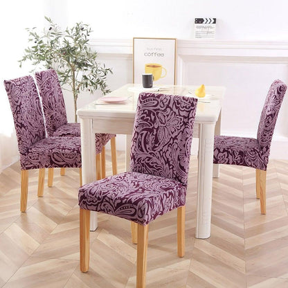 New Chair Covers Spandex Stretch Chair Covers Dining Slipcover Decorative Chair Cover floral For Kitchen Wedding Banquet Hotel Stretch Armless Chair Slipcover for Dining Room Seat Cushion, Spandex Kitchen Parson Chair Protector Cover, Removable & Washable