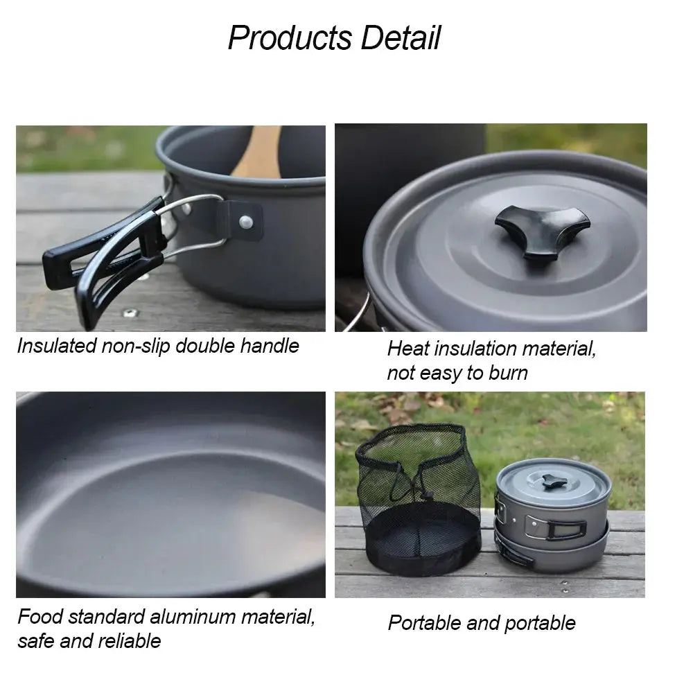 Lightweight Folding Non-stick Camping Cookware and Tableware Set