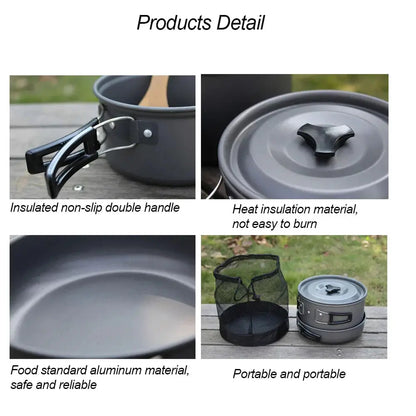 Lightweight Folding Non-stick Camping Cookware and Tableware Set