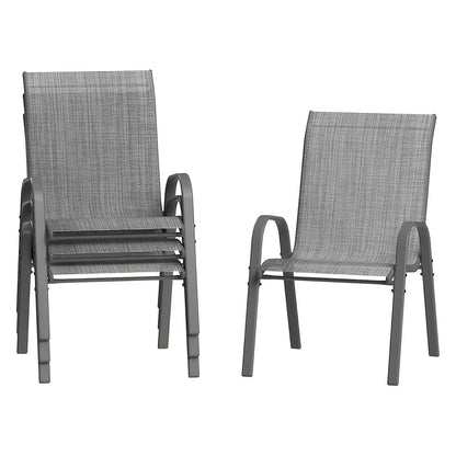 Set Of 4 Patio Dining Chairs, Stackable Outdoor All-Weather Aluminum Frame Chairs With Backrest For Indoor, Lawn, Deck, Poolside, Porch Furniture