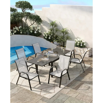 Set Of 4 Patio Dining Chairs, Stackable Outdoor All-Weather Aluminum Frame Chairs With Backrest For Indoor, Lawn, Deck, Poolside, Porch Furniture