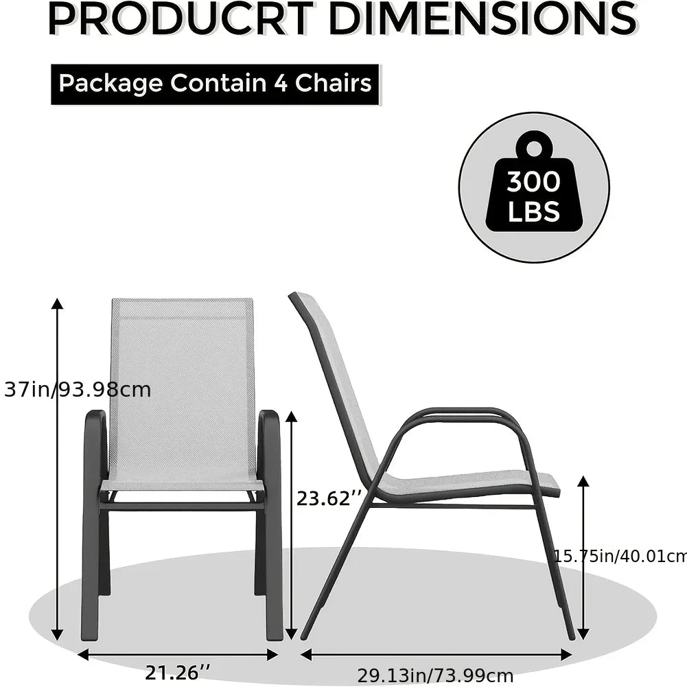 Set Of 4 Patio Dining Chairs, Stackable Outdoor All-Weather Aluminum Frame Chairs With Backrest For Indoor, Lawn, Deck, Poolside, Porch Furniture