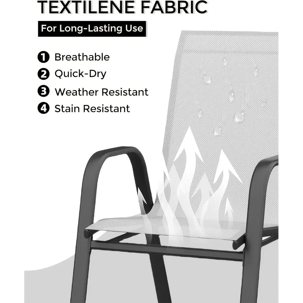 Set Of 4 Patio Dining Chairs, Stackable Outdoor All-Weather Aluminum Frame Chairs With Backrest For Indoor, Lawn, Deck, Poolside, Porch Furniture
