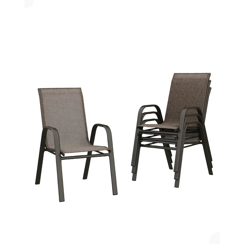 Set Of 4 Patio Dining Chairs, Stackable Outdoor All-Weather Aluminum Frame Chairs With Backrest For Indoor, Lawn, Deck, Poolside, Porch Furniture