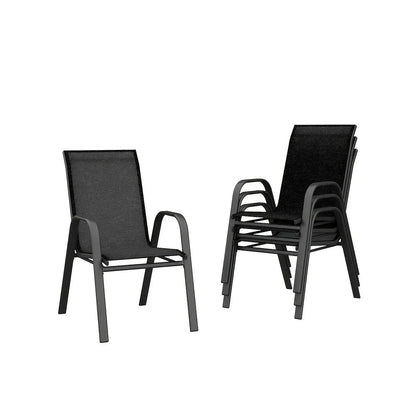 Set Of 4 Patio Dining Chairs, Stackable Outdoor All-Weather Aluminum Frame Chairs With Backrest For Indoor, Lawn, Deck, Poolside, Porch Furniture