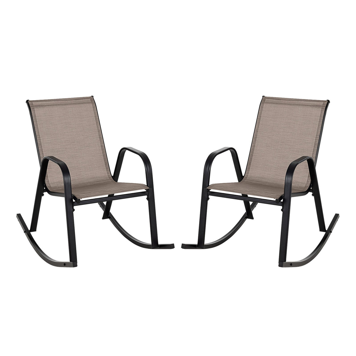 Set of 2 Metal Patio Rocking Chair with Breathable Seat Fabric