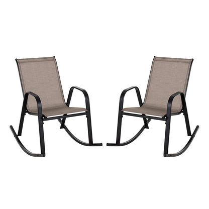 Set of 2 Metal Patio Rocking Chair with Breathable Seat Fabric