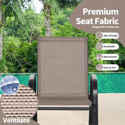 Set of 2 Metal Patio Rocking Chair with Breathable Seat Fabric