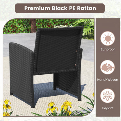 4 Pieces Patio Furniture Set with Tempered Glass Tabletop and Removable Cushion