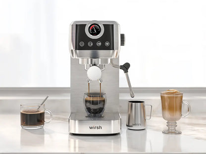 Wirsh 20 Bar Espresso Machine | Home Barista Plus with Pressure Gauge & Steam Wand